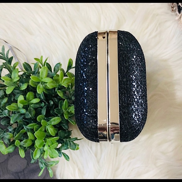 CRYSTAL ENCRUSTED EVENING BAG beaded EVENING BAG black w chain TIMELESS CLASSIC - Picture 10 of 10